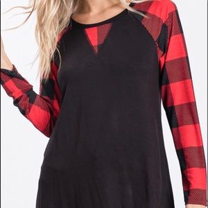 Black and red buffalo plaid top